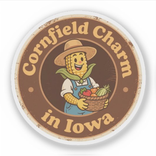 Charme van het Maisveld_ Iowa Vintage Kunst Sticker (Voorkant)