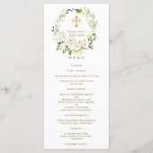 Charme Waterverf Witte Bloemen Krans Doop Menu (Voorkant)