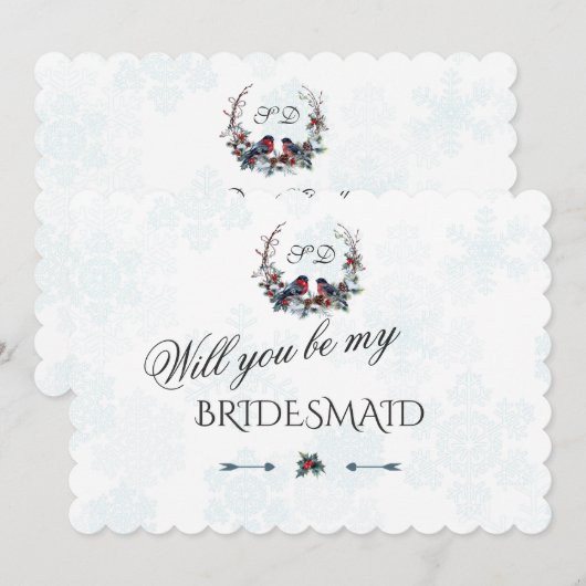 Charme Winterkrans Wil je mijn bruidsmeisje zijn Kaart (Voorkant / Achterkant)