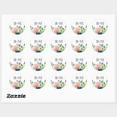 Charmed Pink and Midnight Blue Waterverf Floral Ronde Sticker (Vel)