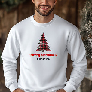 Charmende op maat gemaakte geruite kerstboom trui hoodie