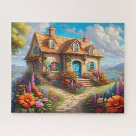 Charmerend Cottage met Blauwe Deur Bloementuin Legpuzzel
