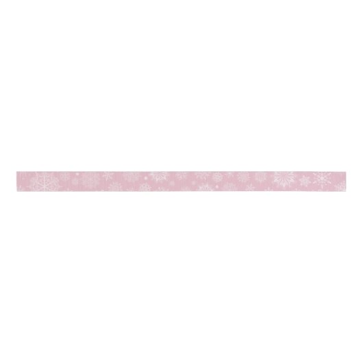 Charmerend wit en roze Snowflake Grosgrain Lint (Voorkant)