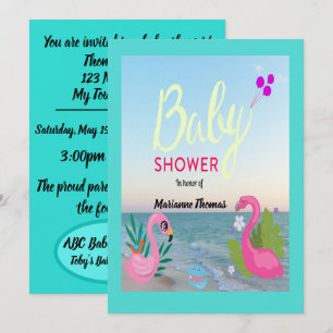 Charmerende Baby Shower met Kustflamingo's Kaart