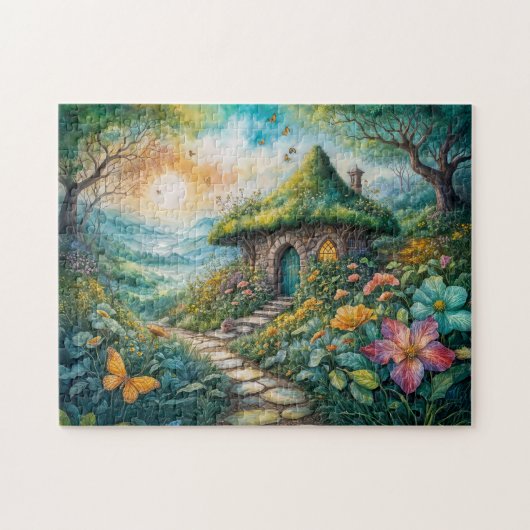 Charmerig Cottage aan een Rustige Pad Legpuzzel (Horizontaal)