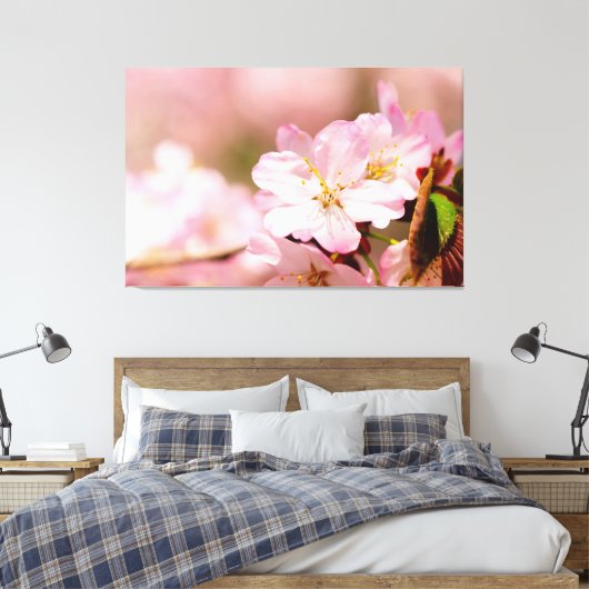 Charmin Sakura Bloemen op Roze, Roze, Roze Canvas Afdruk (Insitu (Slaapkamer))