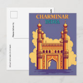 Charminar, India Reizen waterverf retro Briefkaart (Voorkant / Achterkant)