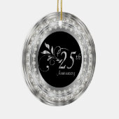 Charming 25th Silver Wedding Jubileum Keramisch Ornament (Rechts)