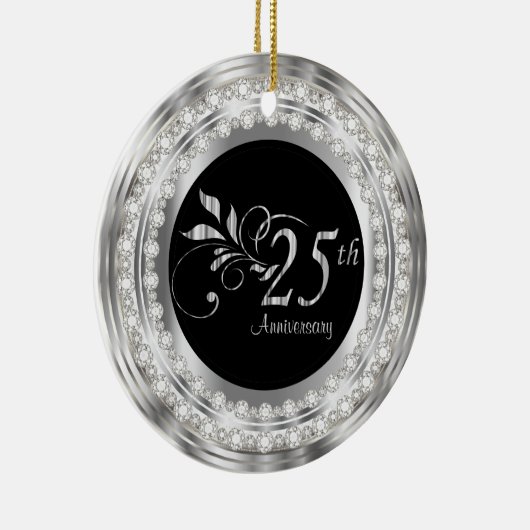 Charming 25th Silver Wedding Jubileum Keramisch Ornament (Rechts)