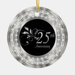 Charming 25th Silver Wedding Jubileum Keramisch Ornament