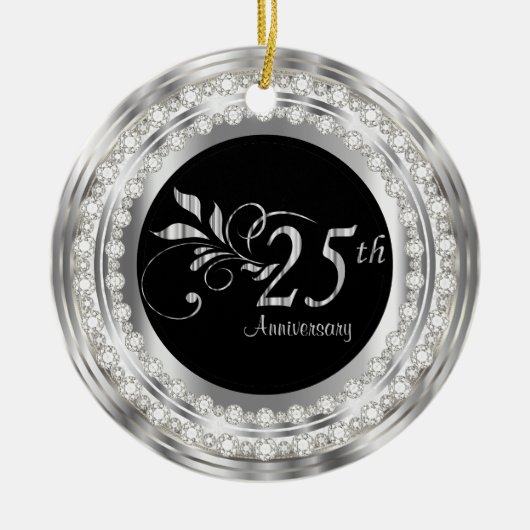 Charming 25th Silver Wedding Jubileum Keramisch Ornament (Voorkant)