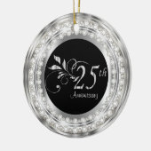 Charming 25th Silver Wedding Jubileum Keramisch Ornament (Links)