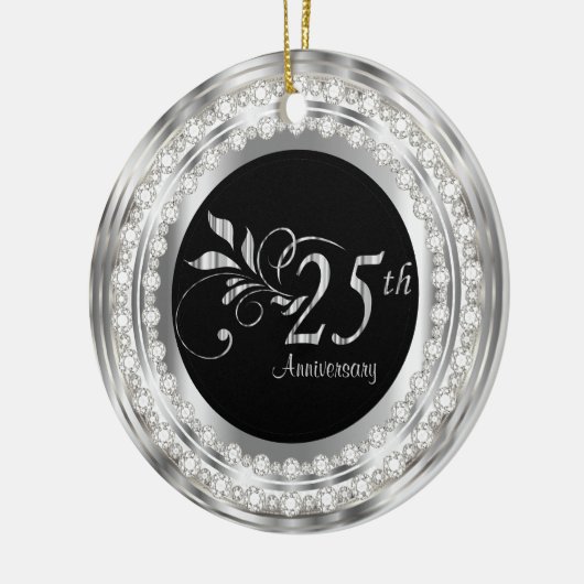 Charming 25th Silver Wedding Jubileum Keramisch Ornament (Links)