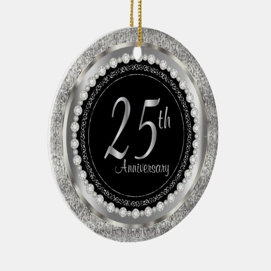Charming 25th Silver Wedding Jubileum Keramisch Ornament (Rechts)