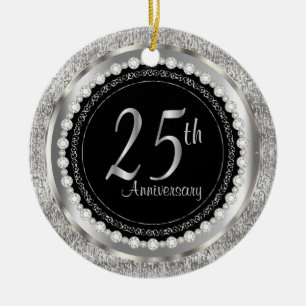 Charming 25th Silver Wedding Jubileum Keramisch Ornament