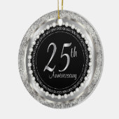 Charming 25th Silver Wedding Jubileum Keramisch Ornament (Links)