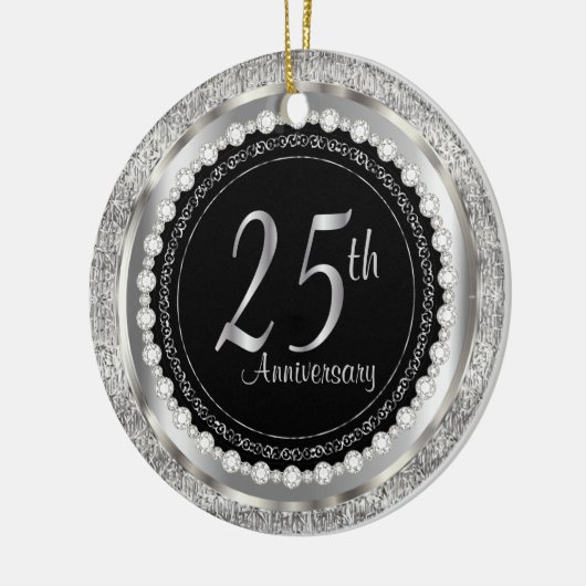 Charming 25th Silver Wedding Jubileum Keramisch Ornament (Links)