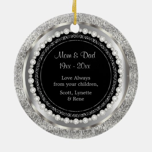 Charming 25th Silver Wedding Jubileum Keramisch Ornament (Achterkant)