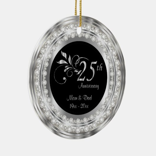 Charming 25th Silver Wedding Jubileum Keramisch Ornament (Rechts)