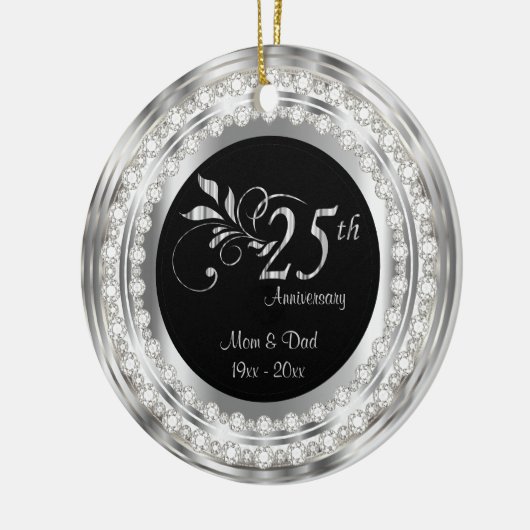 Charming 25th Silver Wedding Jubileum Keramisch Ornament (Links)