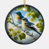 Charming Acadian Flycatchers Scene Christmas Keramisch Ornament (Voorkant)