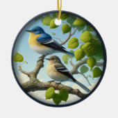 Charming Acadian Flycatchers Scene Christmas Keramisch Ornament (Voorkant)