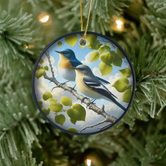 Charming Acadian Flycatchers Scene Christmas Keramisch Ornament