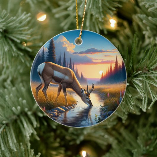 Charming American Antelope Animal Keepsake Keramisch Ornament