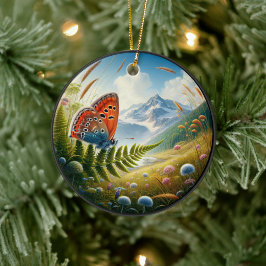Charming American Copper Butterfly Keramisch Ornament