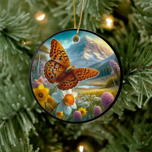 Charming Aphrodite Fritillary Butterfly Keramisch Ornament