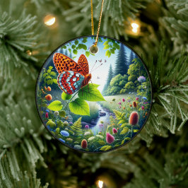 Charming Atlantis Fritillary Butterfly Keramisch Ornament