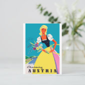 Charming Austria, vrouw met bloemen, illustratie Briefkaart (Staand voorkant)