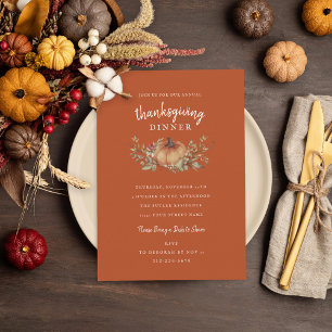 Charming Autumn Pumpkin Thanksgiving Dinner Kaart