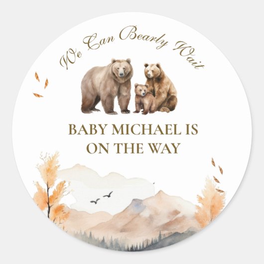 Charming Autumn Woodland Bear Family Ronde Sticker (Voorkant)