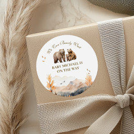 Charming Autumn Woodland Bear Family Ronde Sticker