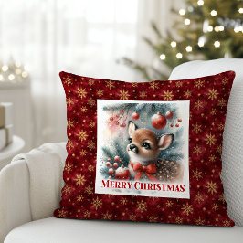 Charming Baby Deer Snowy Forest Kids Gift Christma Kussen