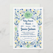 Charming Baby shower Brunch Invitation Green Kaart (Voorkant / Achterkant)
