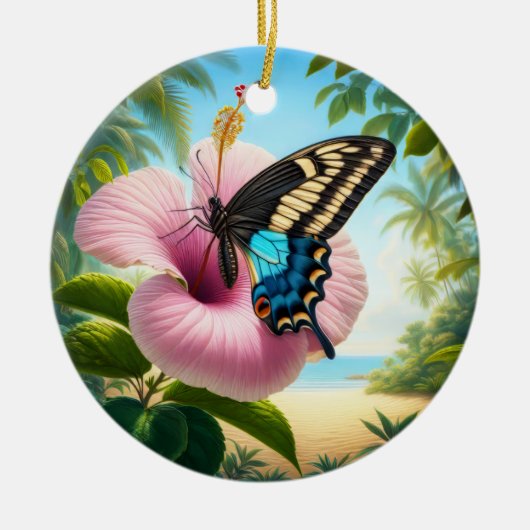 Charming Bahaman Swallowtail Butterfly Keepsake Keramisch Ornament (Voorkant)