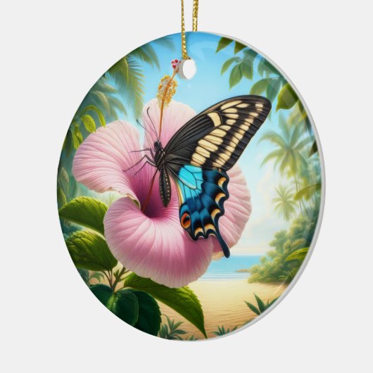 Charming Bahaman Swallowtail Butterfly Keepsake Keramisch Ornament (Links)