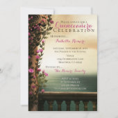 Charming Balcony met roze Roses Beach Quinceañera Kaart (Voorkant)