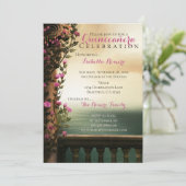 Charming Balcony met roze Roses Beach Quinceañera Kaart (Staand voorkant)