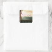 Charming Balcony met roze Roses Beach Quinceañera Vierkante Sticker (Tas)