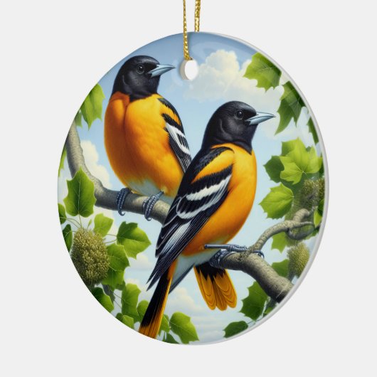 Charming Baltimore Oriole Bird Keepsake Keramisch Ornament (Links)