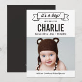 Charming Banner Birth Announements - Boy Aankondiging (Voorkant / Achterkant)