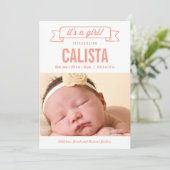 Charming Banner Birth Announements - Girl Aankondiging (Staand voorkant)