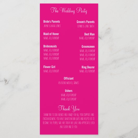 Charming Banner Ceremony Programme Programmakaart (Achterkant)