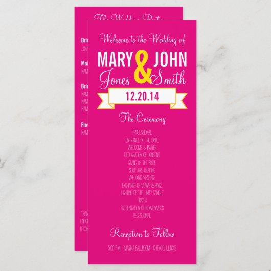 Charming Banner Ceremony Programme Programmakaart (Voorkant / Achterkant)