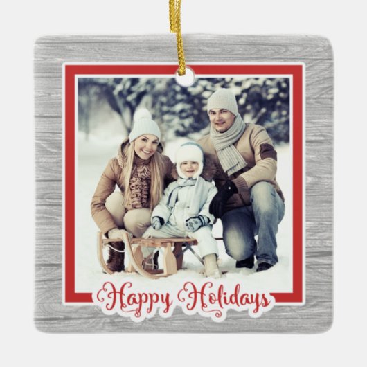Charming Barnwood Instagram Foto Kerstmis Keramisch Ornament (Voorkant)