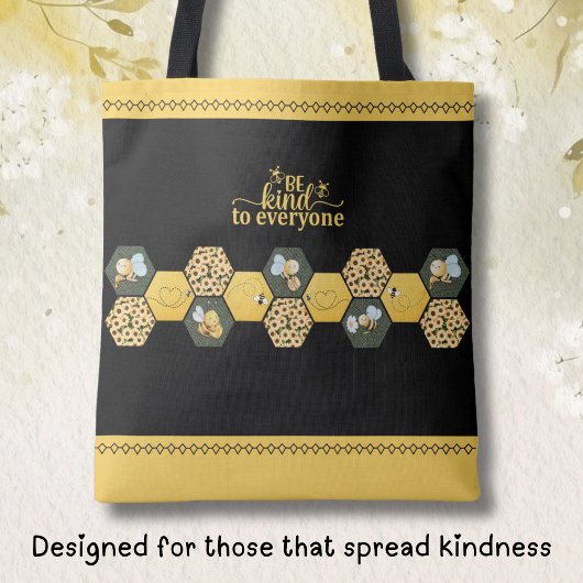 Charming Be Kind to Everyone Bumble Bee Tote Bag
