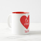 Charming be Mine Red Heart Tweekleurige Koffiemok (Voorkant links)